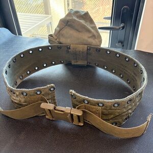Military Green Tactical Belt with Pouch